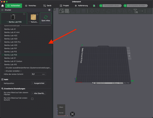 Einrichtung ohne Presets – Wonderfil auf Bambu Lab Druckern